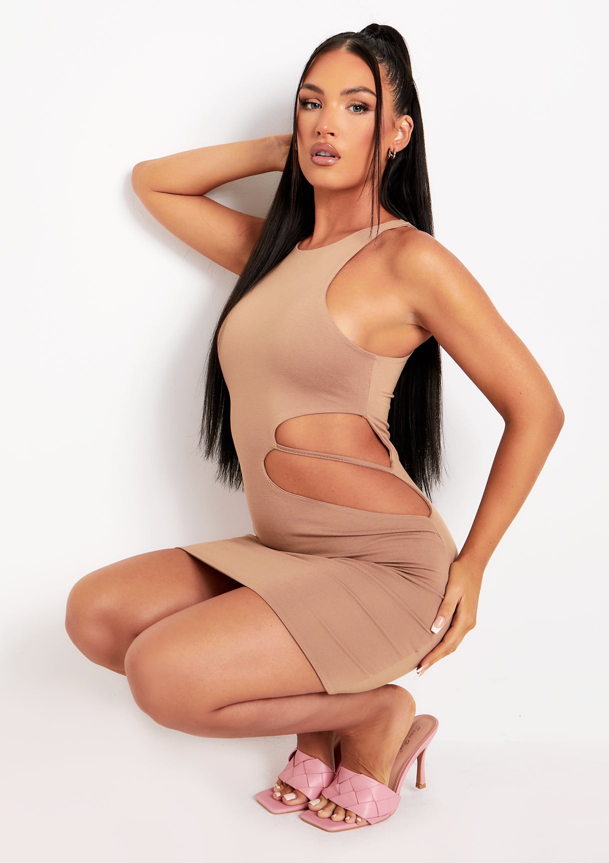 Aimee Camel Cut Out Mini Dress