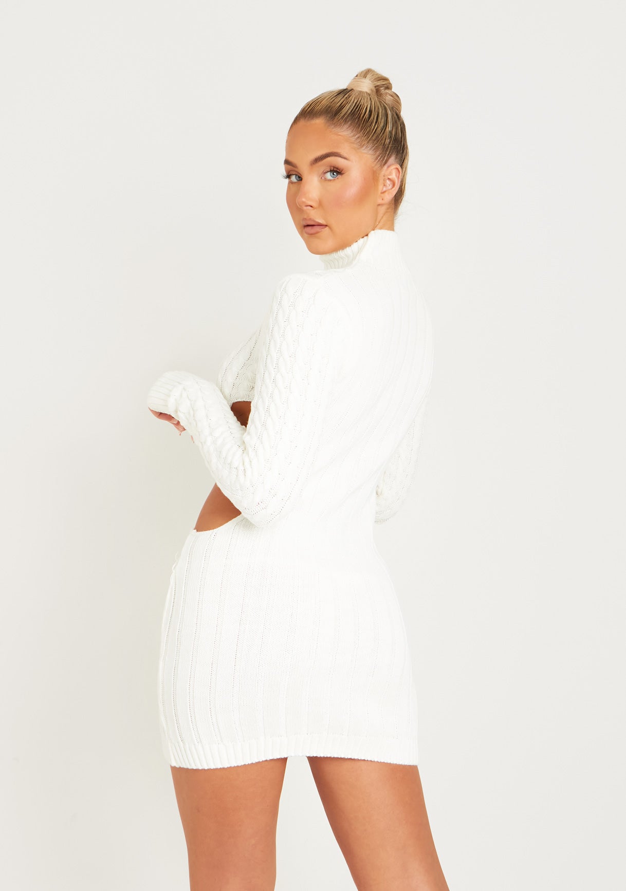 Cecilia Cream Cut Out Knitted Dress