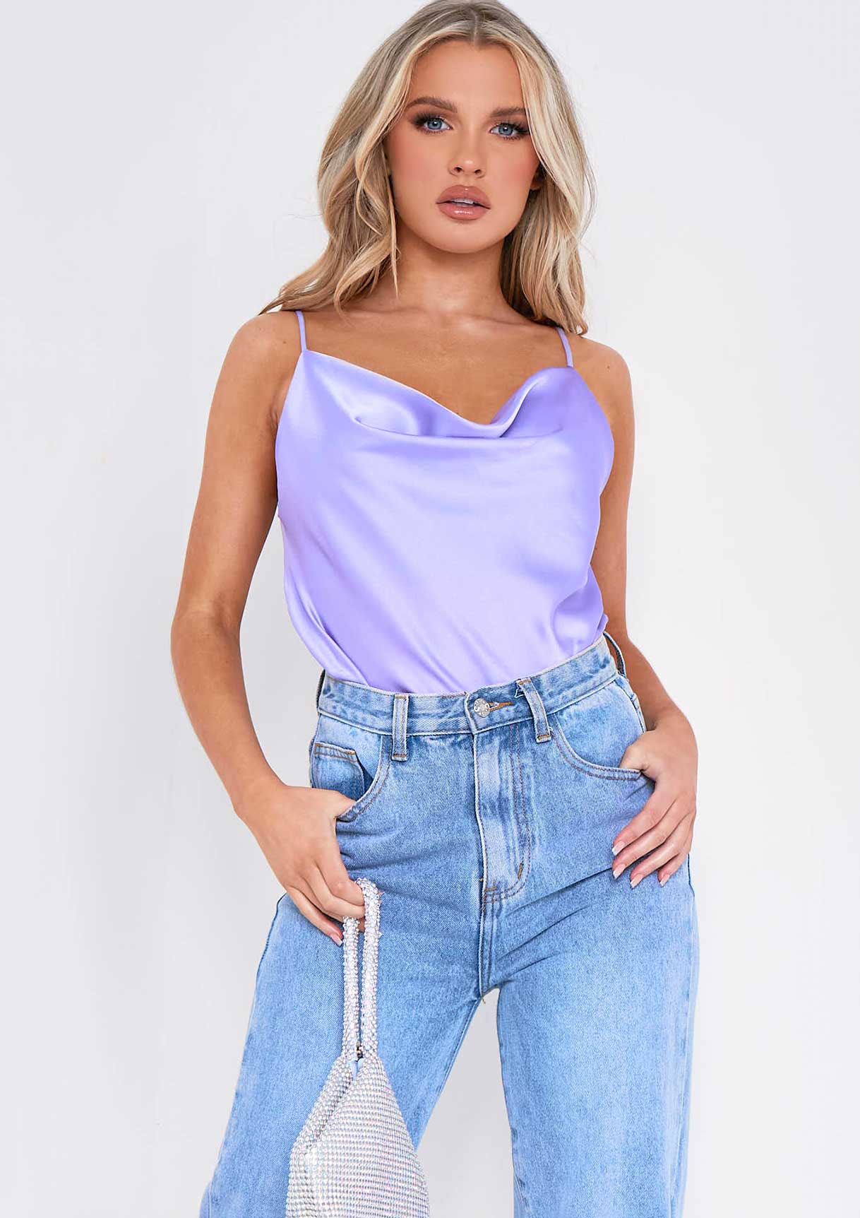 Chelcie Lilac Satin Cami Top