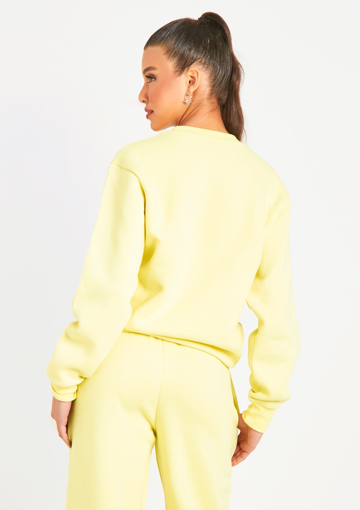 Agne Lemon Yellow Wellness Slogan Sweatshirt Co-Ord