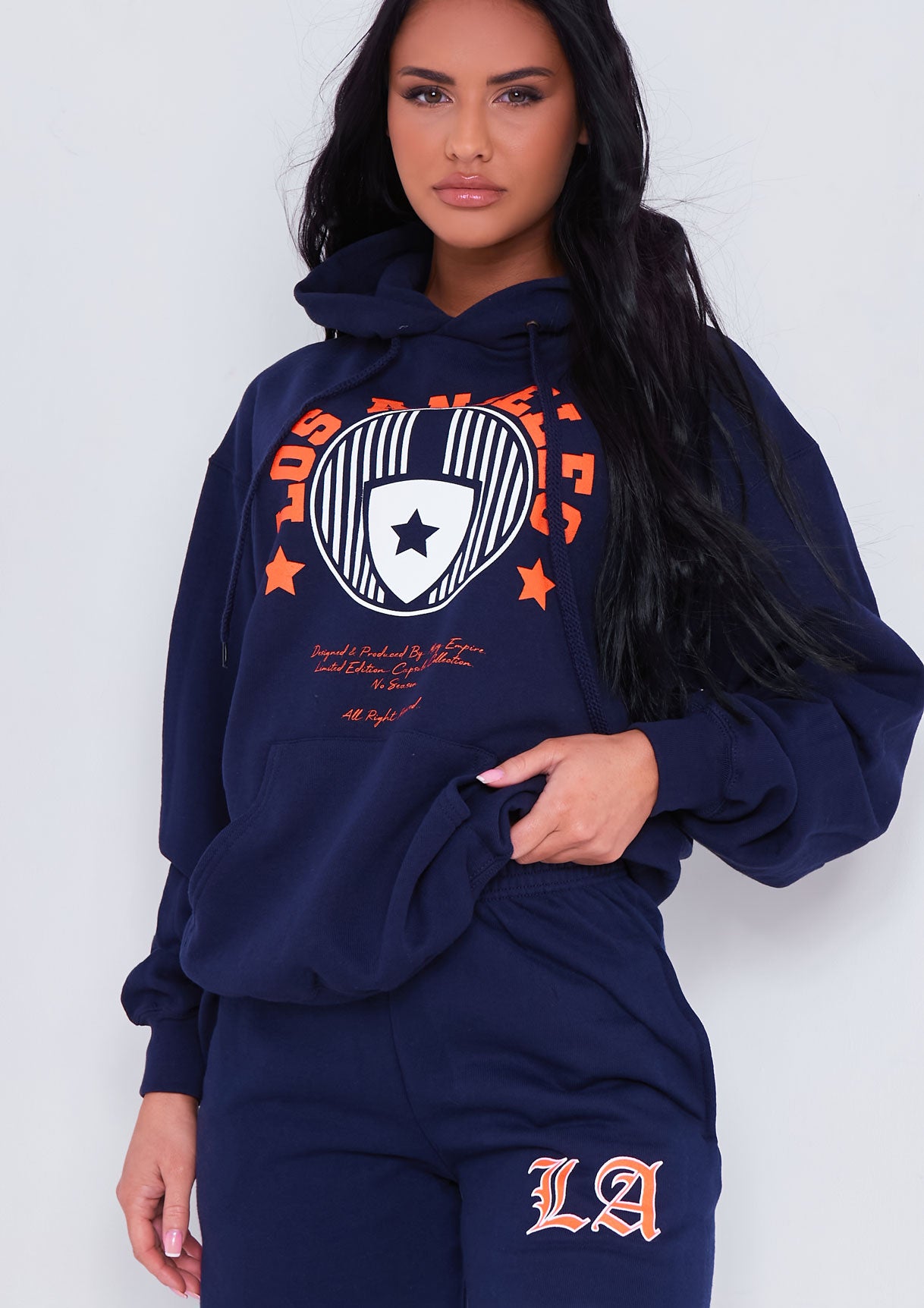 Keaton Navy Los Angeles Varsity Slogan Hoodie