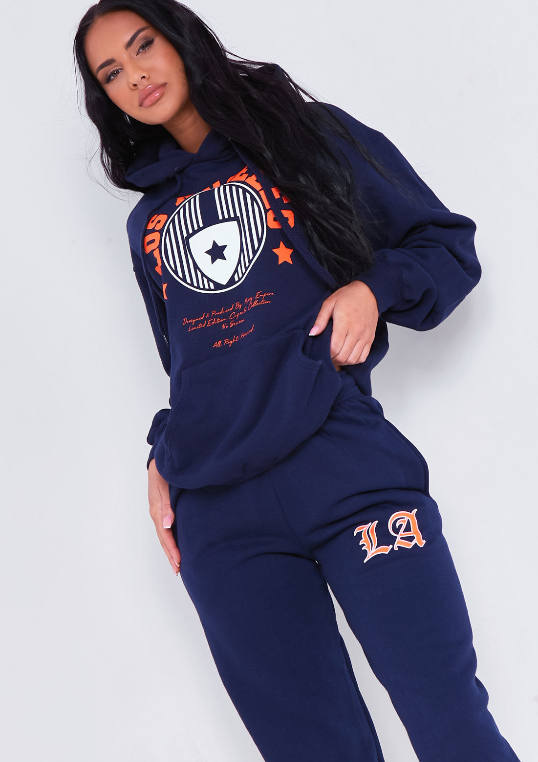 Keaton Navy Los Angeles Varsity Slogan Hoodie