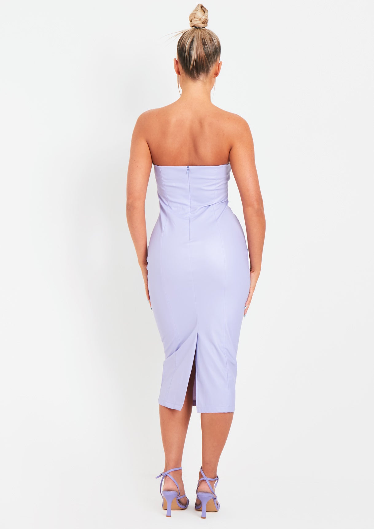 Elle Lilac PU Bandeau Midi Dress