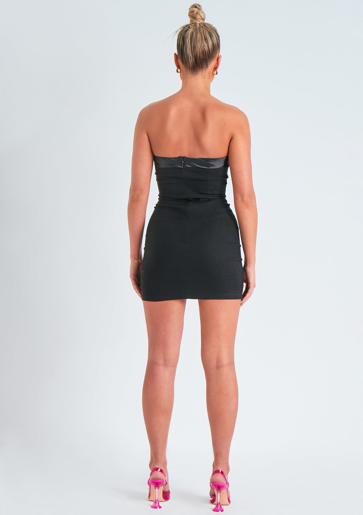 Lorena Black Satin Trim Bandeau Mini Dress