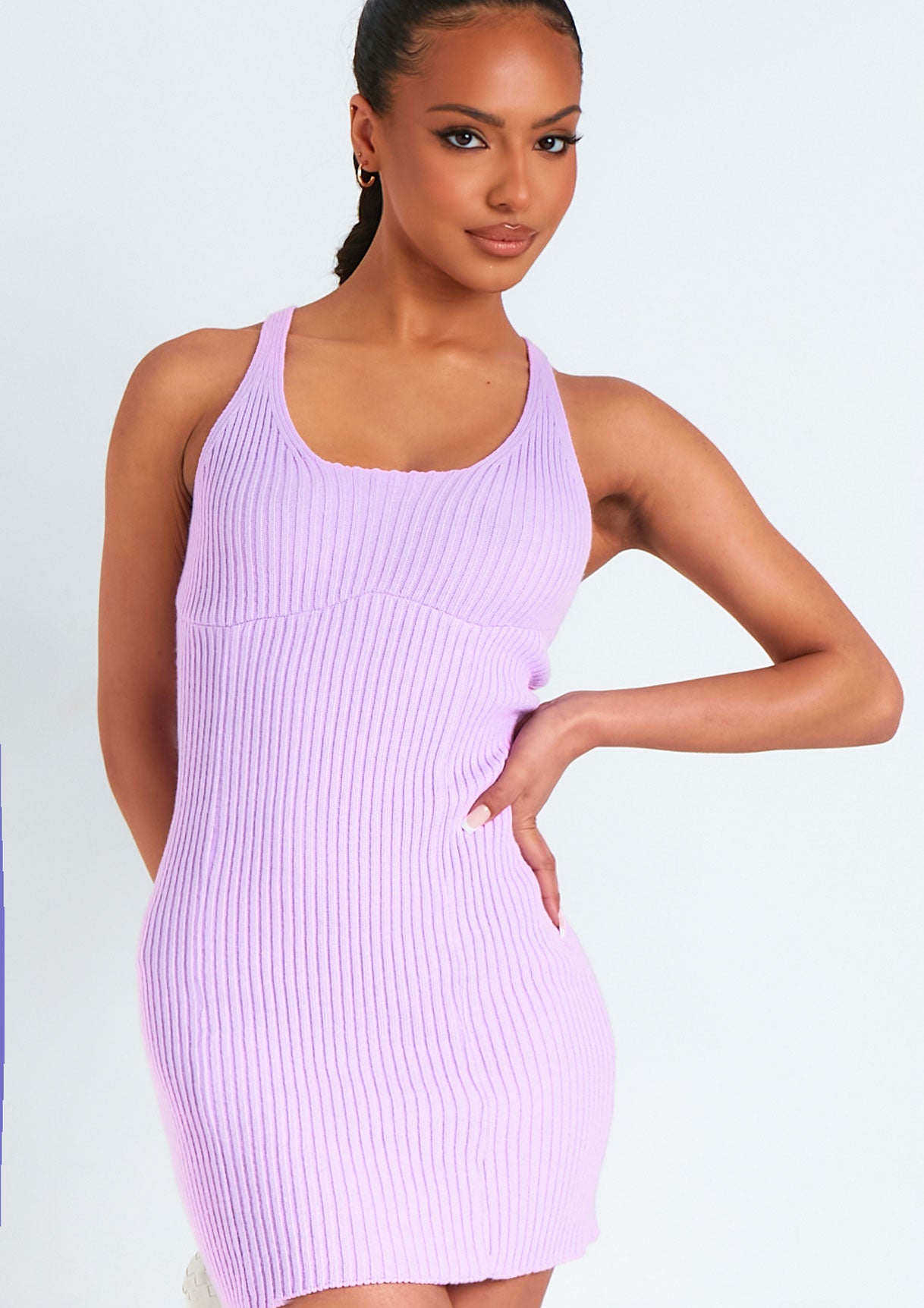 Brooke Lilac Cross back Knitted Mini Dress