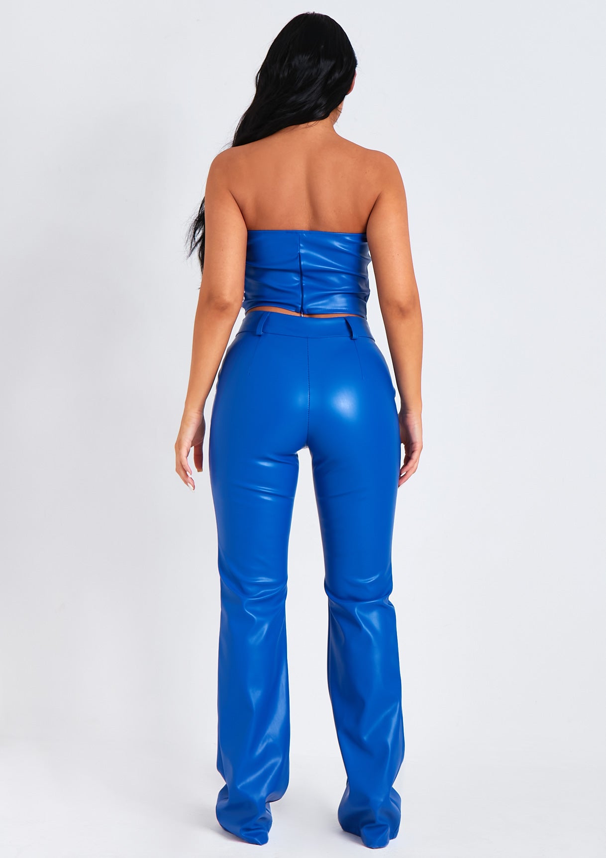 Abby Blue Faux Leather Cropped Corset