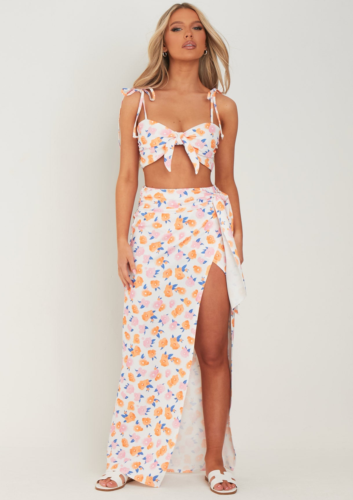 Lola Floral Printed Tie Front Strappy Crop Top Bralet