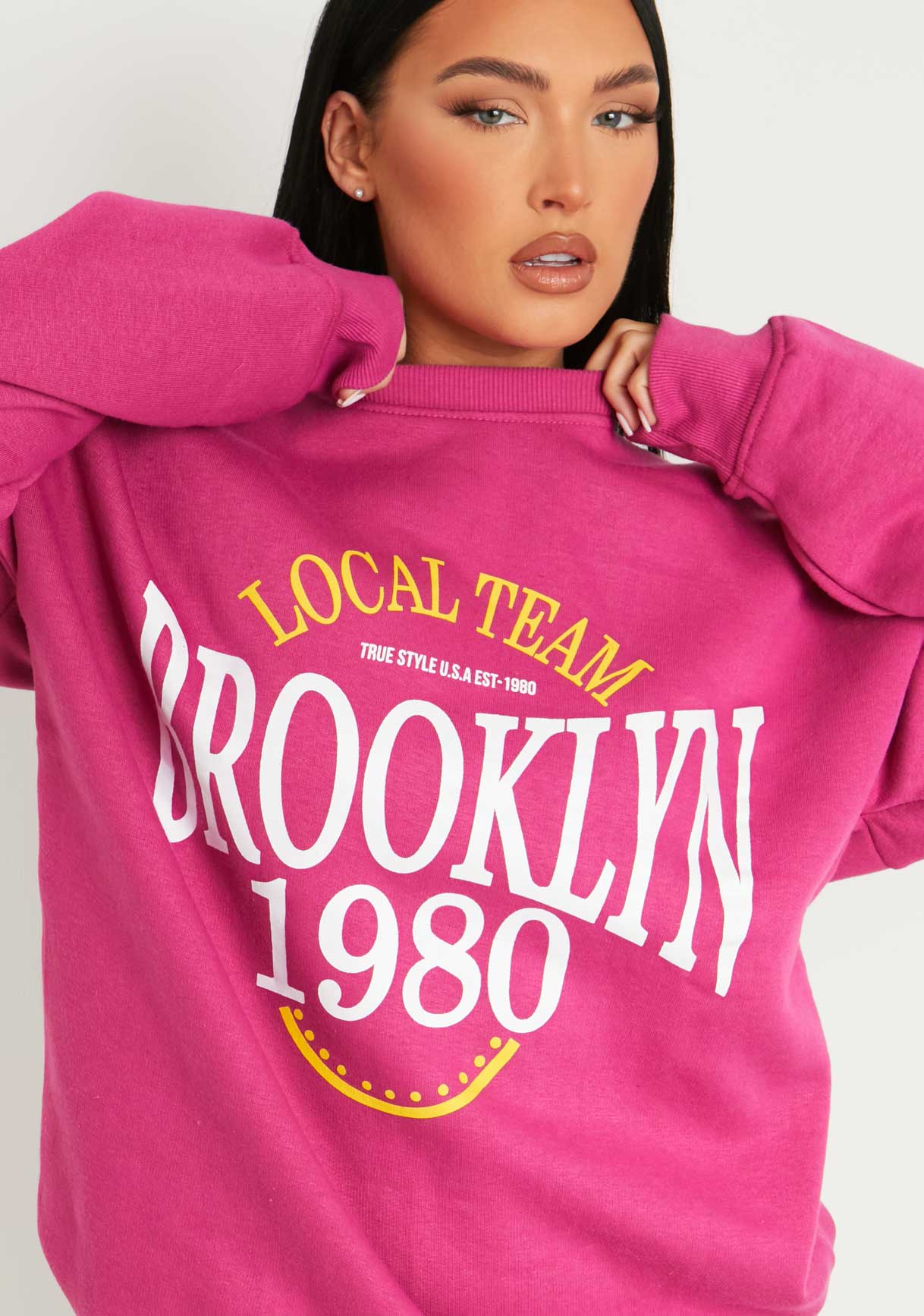 Genevieve Pink Brooklyn Graphic Sweatshirt