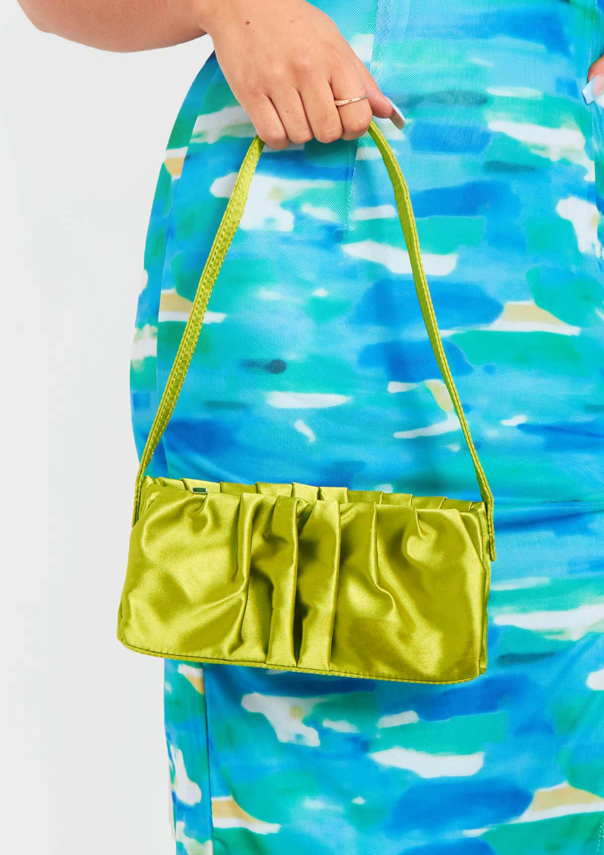 Estella Lime Ruched Handbag