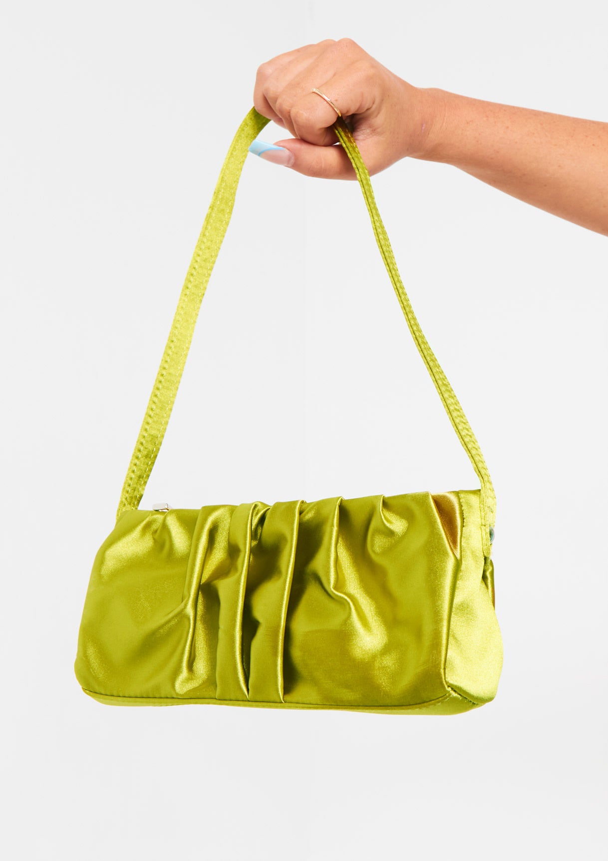 Estella Lime Ruched Handbag