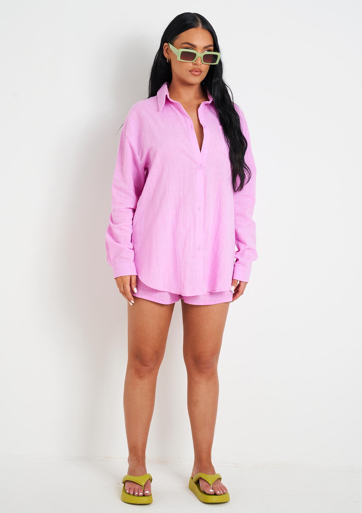 Giana Lilac Linen Oversized Shirt