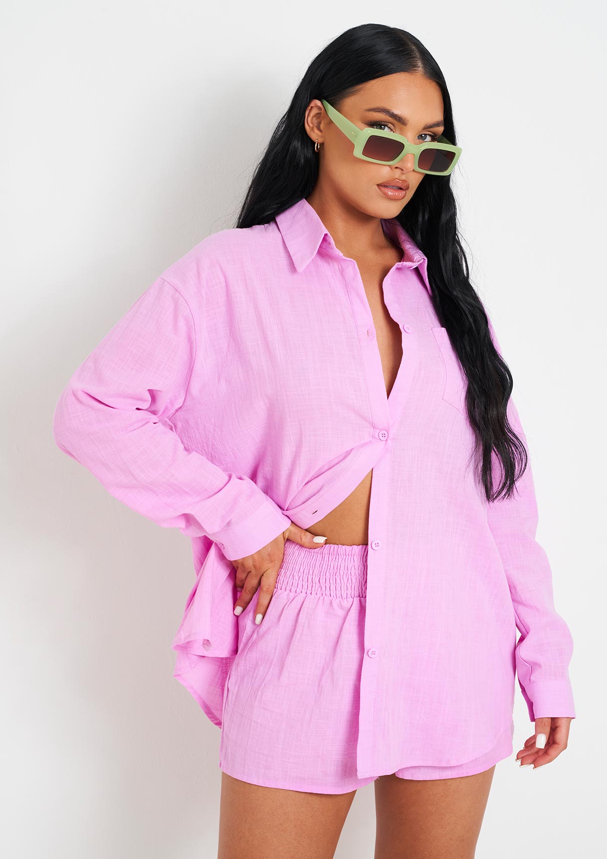 Giana Lilac Linen Oversized Shirt