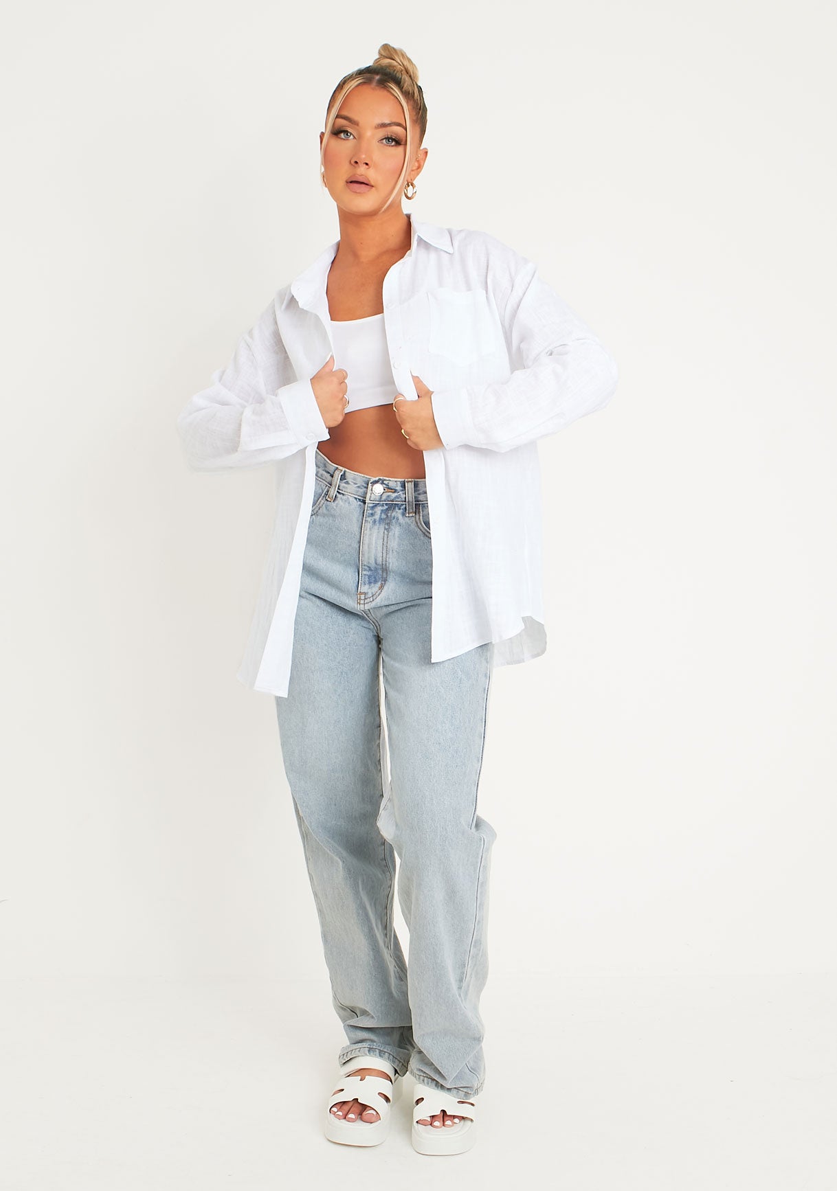 Giana White Linen Oversized Shirt