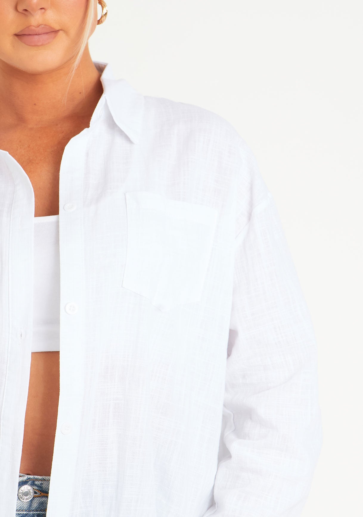 Giana White Linen Oversized Shirt