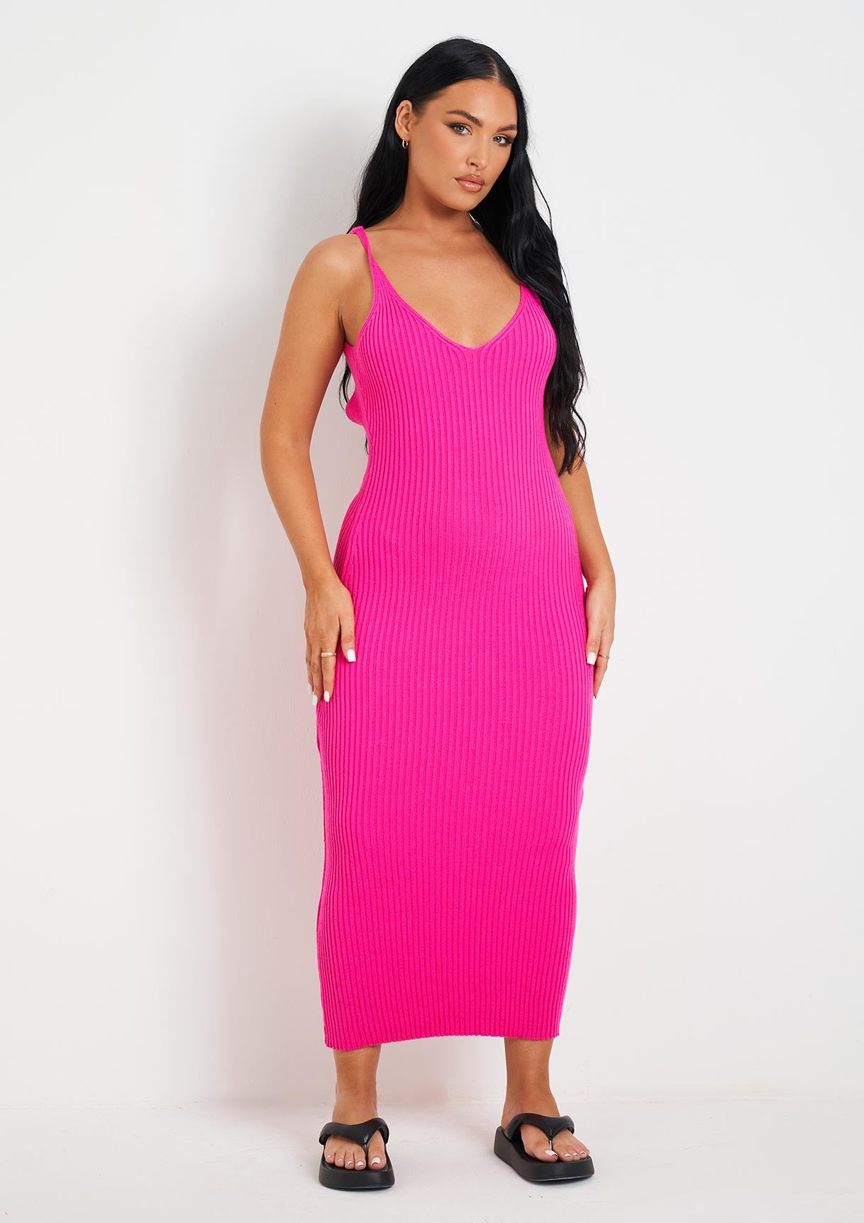 Luella Pink Rib Knit Midi Dress