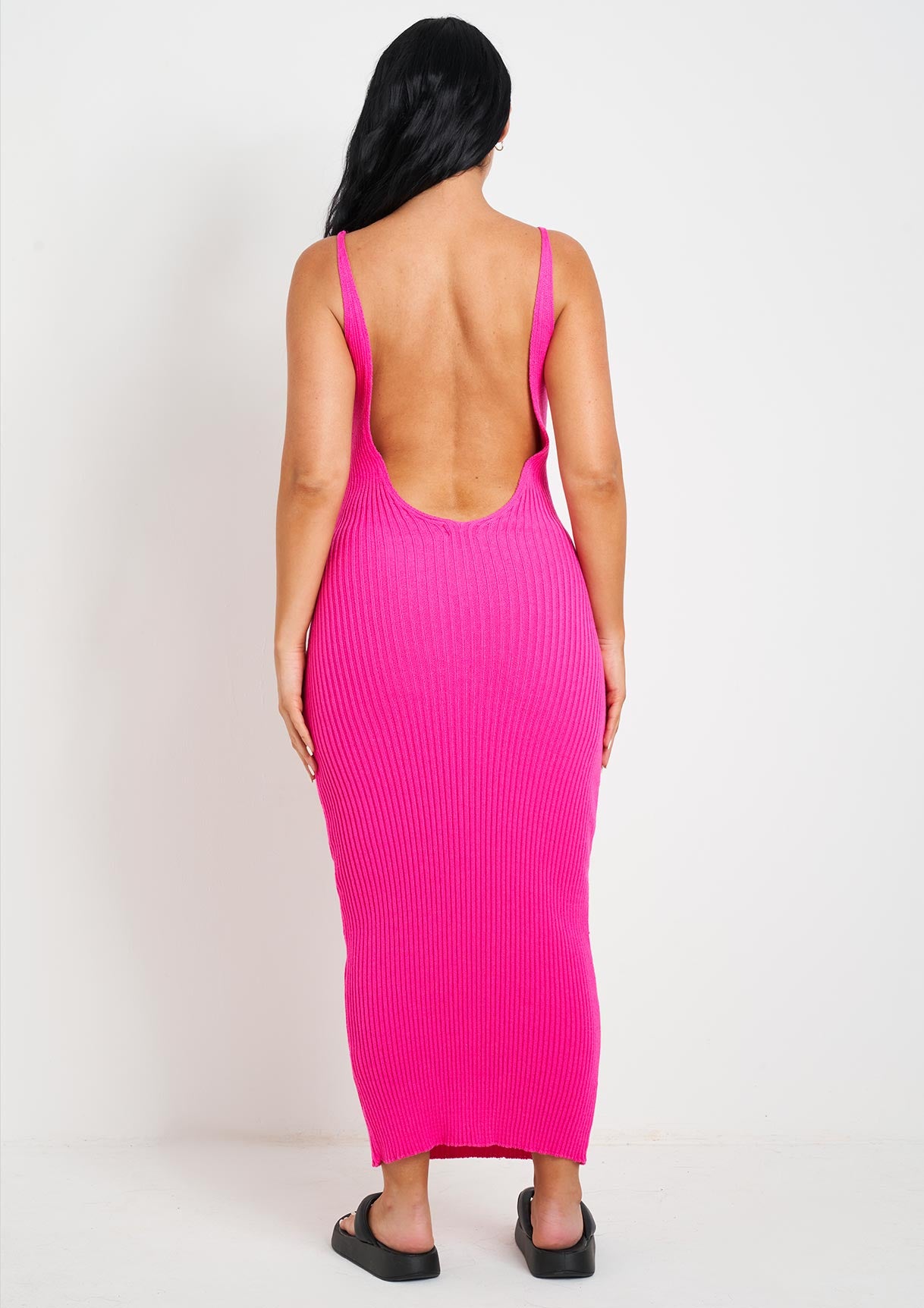 Luella Pink Rib Knit Midi Dress