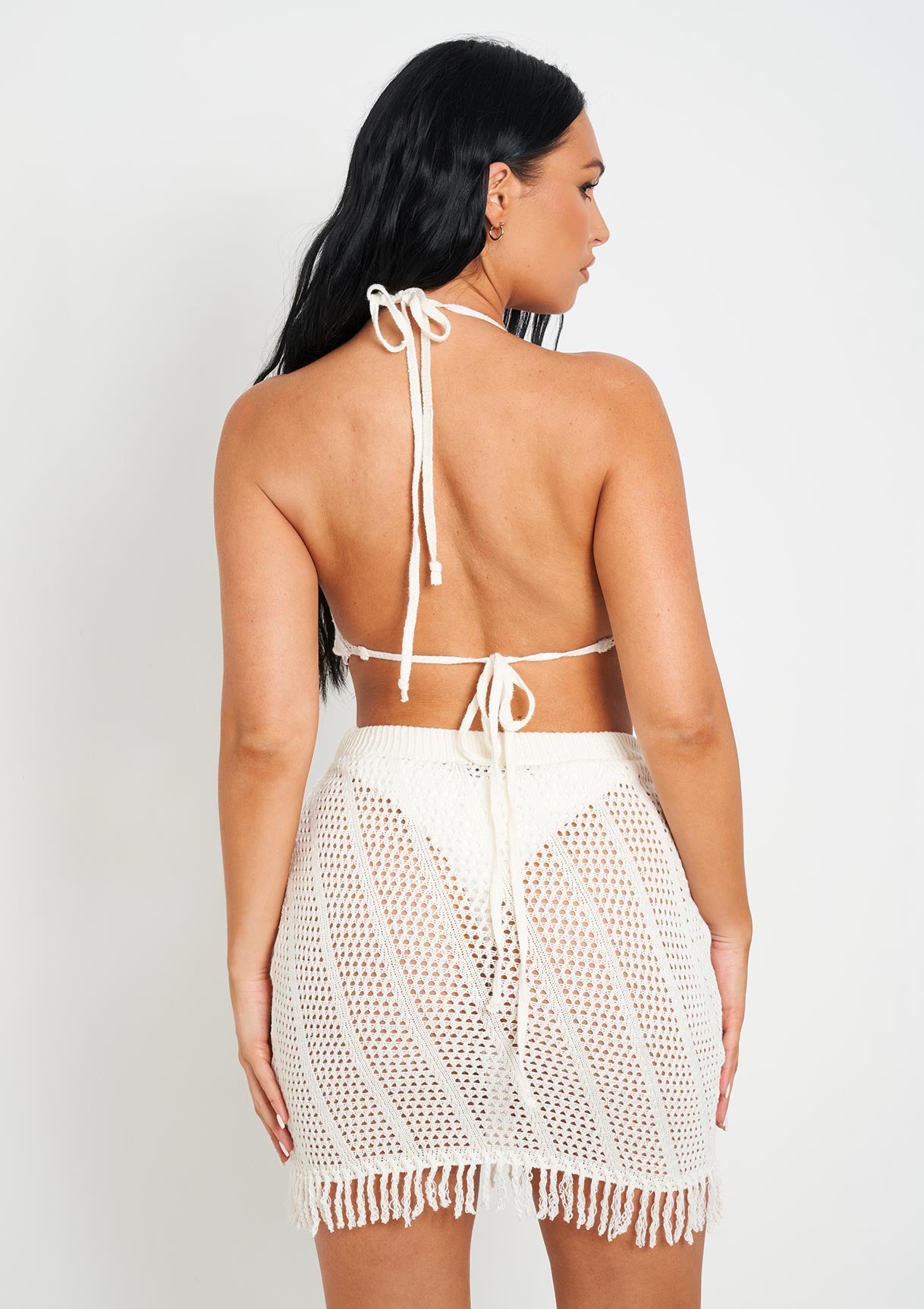 Clara White Knitted Crochet Bralet