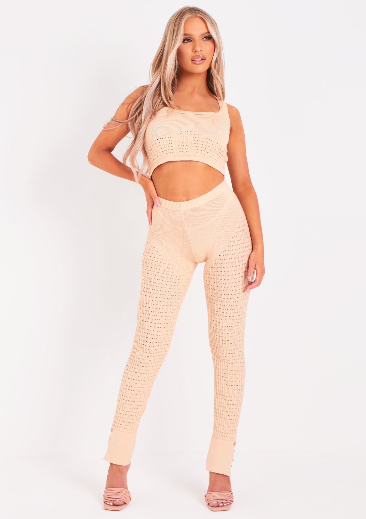 Kaliyah Beige Fine Knit Crop Top