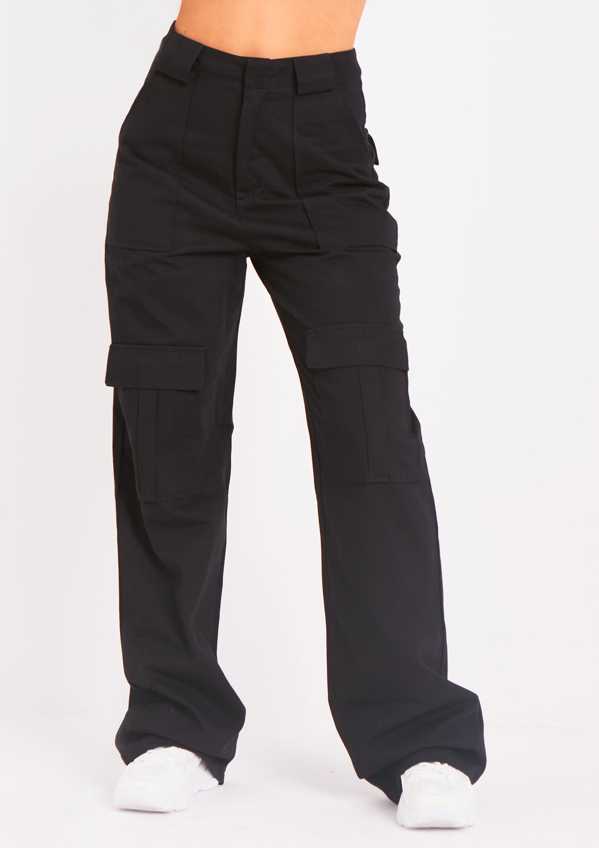 Amaia Black High Waisted Cargo Trousers