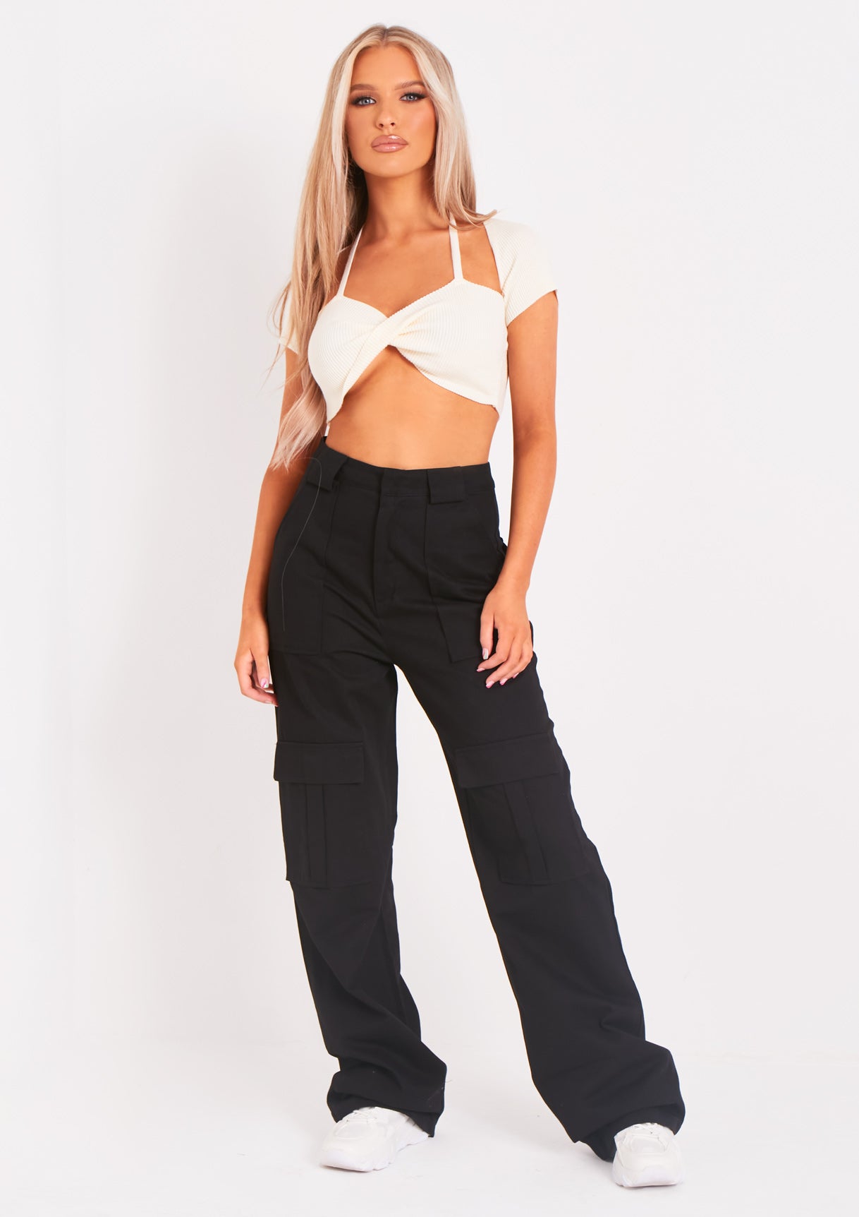 Amaia Black High Waisted Cargo Trousers