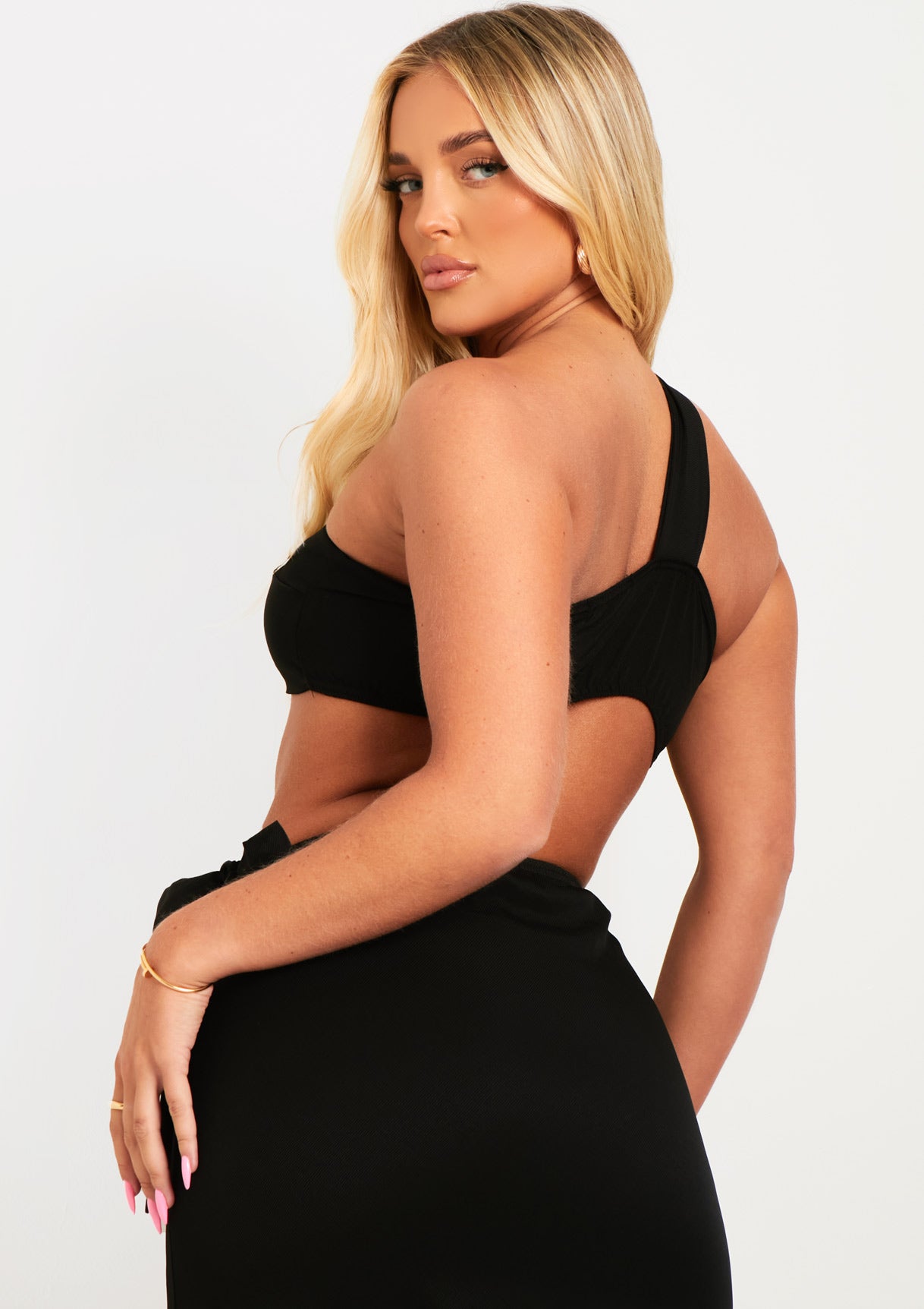 Eloise Black Asymmetric Crop Top Bralet