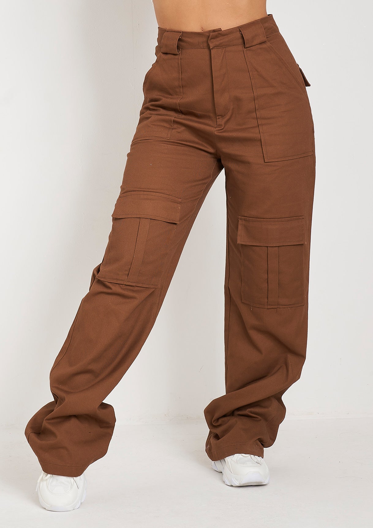 Amaia Chocolate High Rise Cargo Trousers