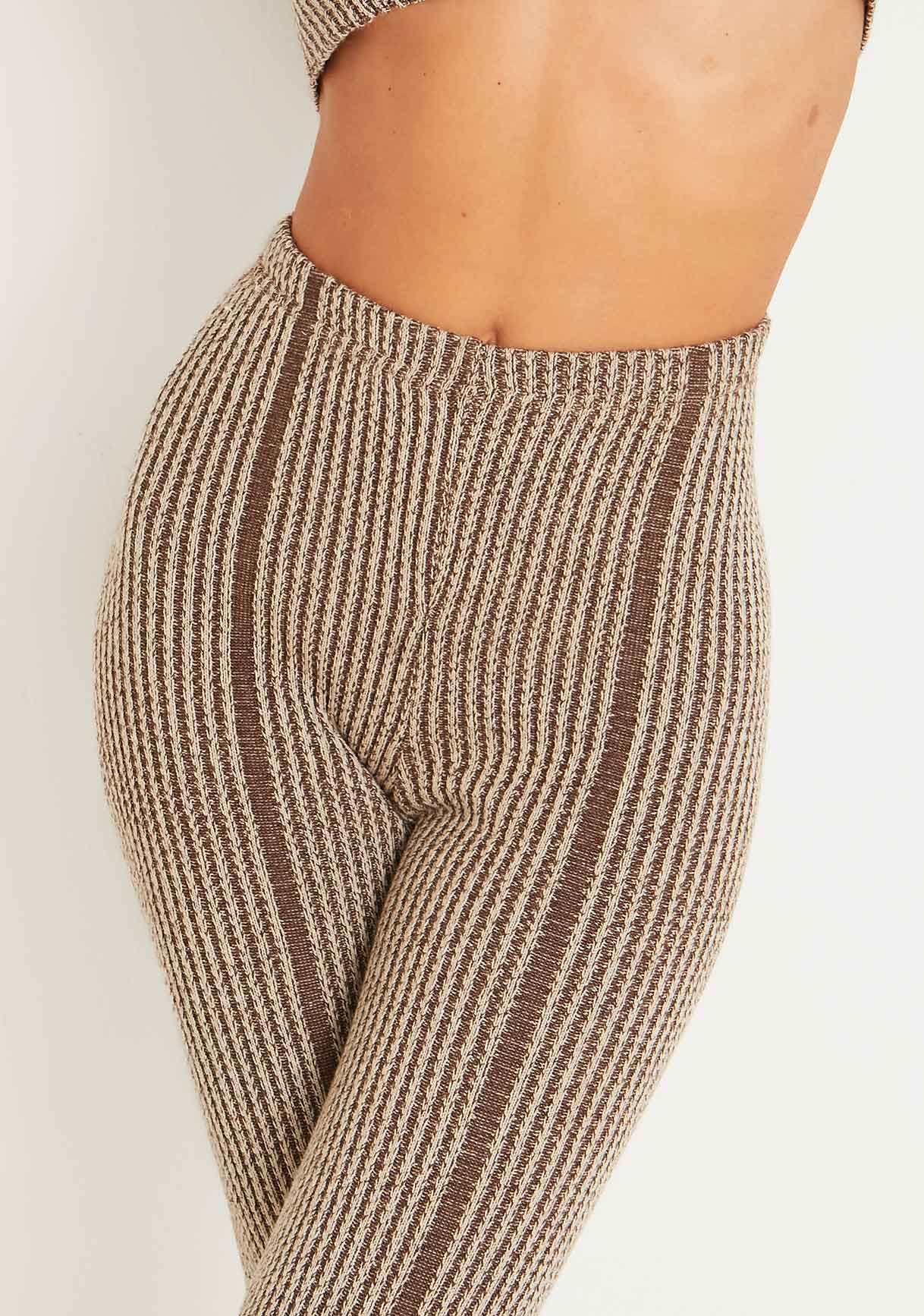 Demi Brown Contrast Knit Trousers