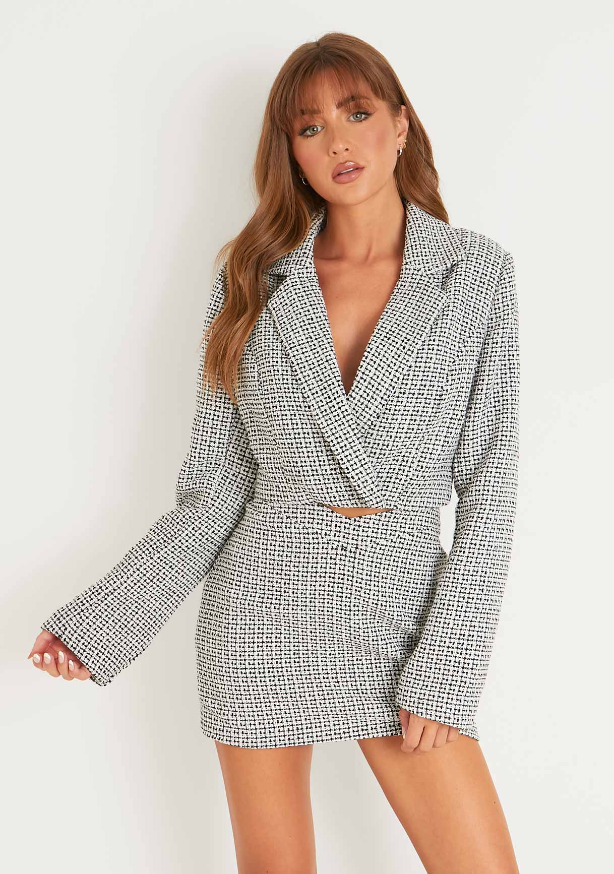 Blair Black Tweed Tailored Cropped Blazer