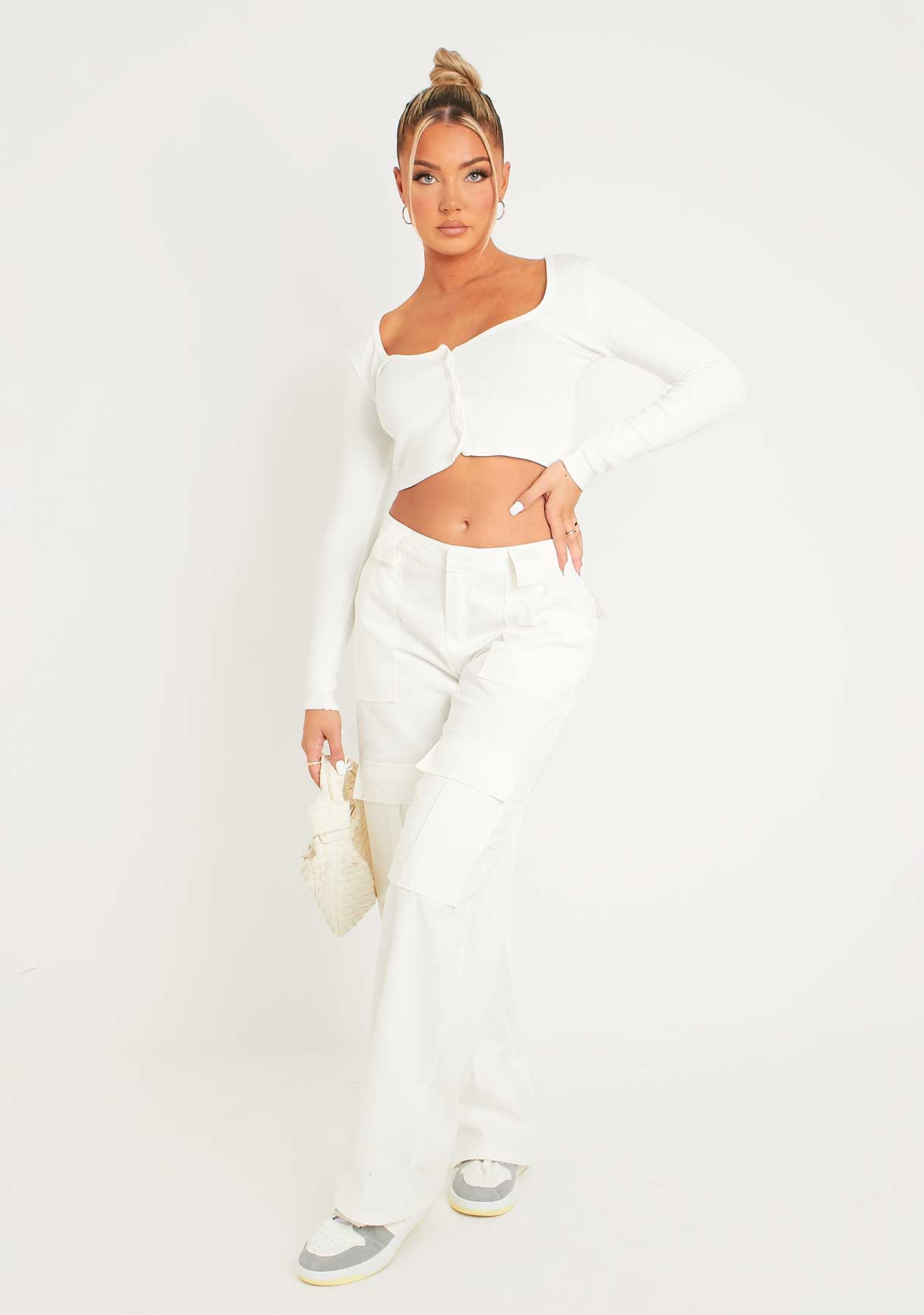 Alaia White Low Rise Cargo Trousers