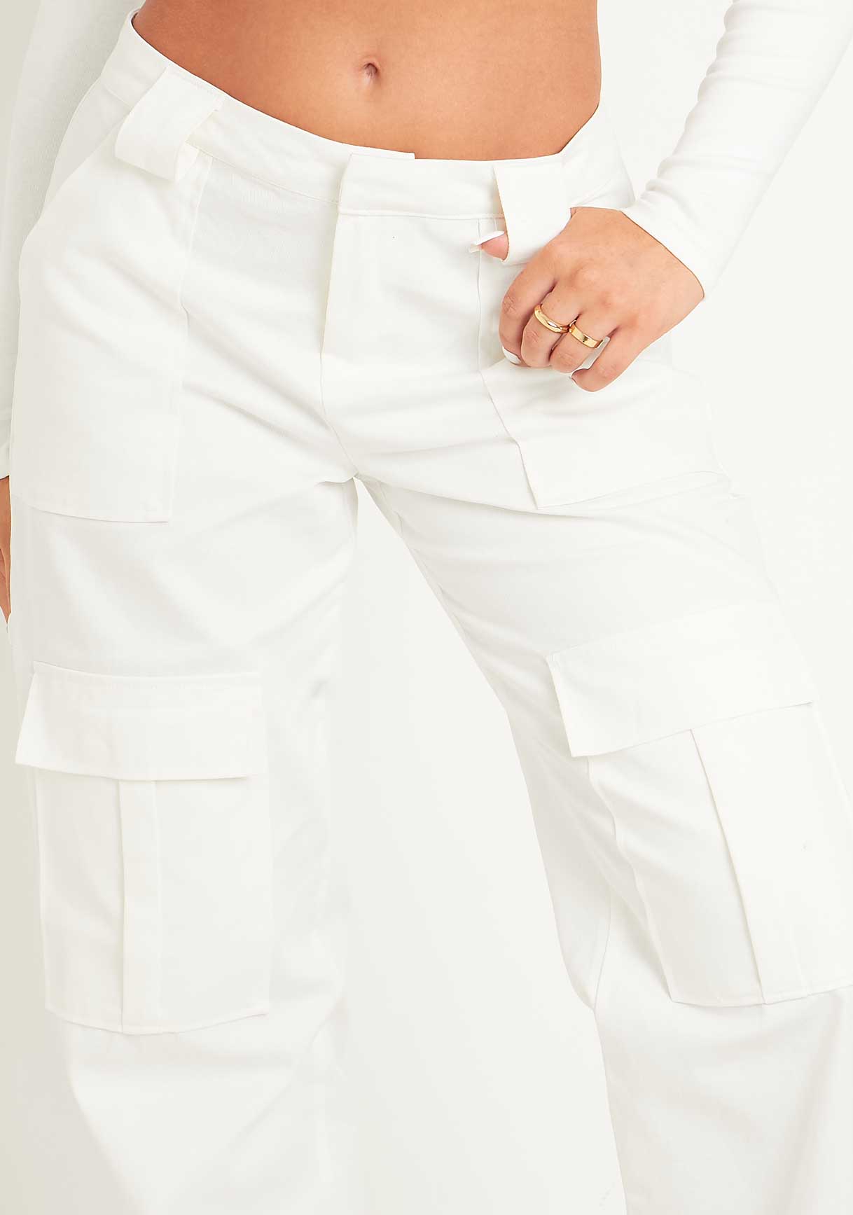 Alaia White Low Rise Cargo Trousers