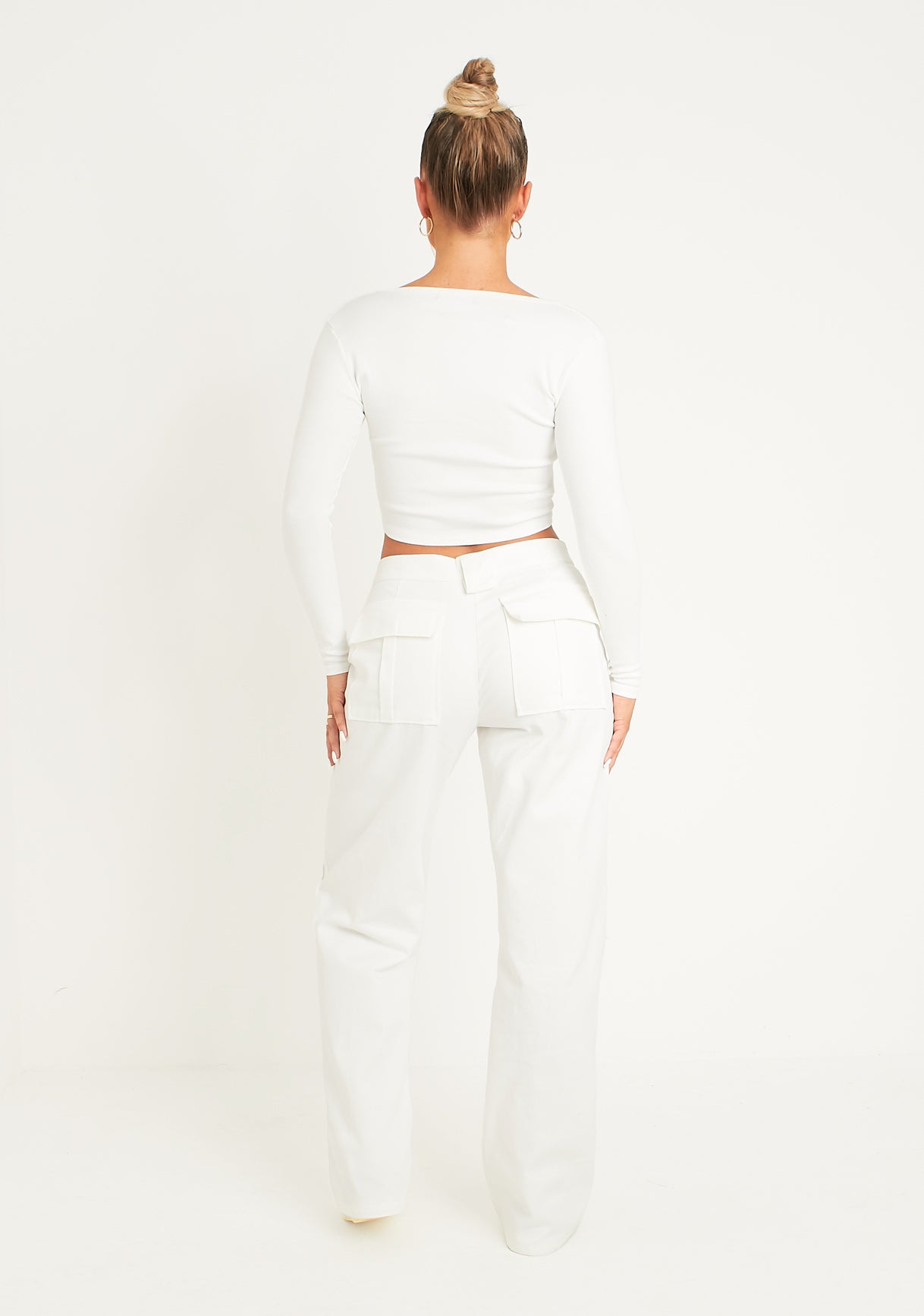 Alaia White Low Rise Cargo Trousers