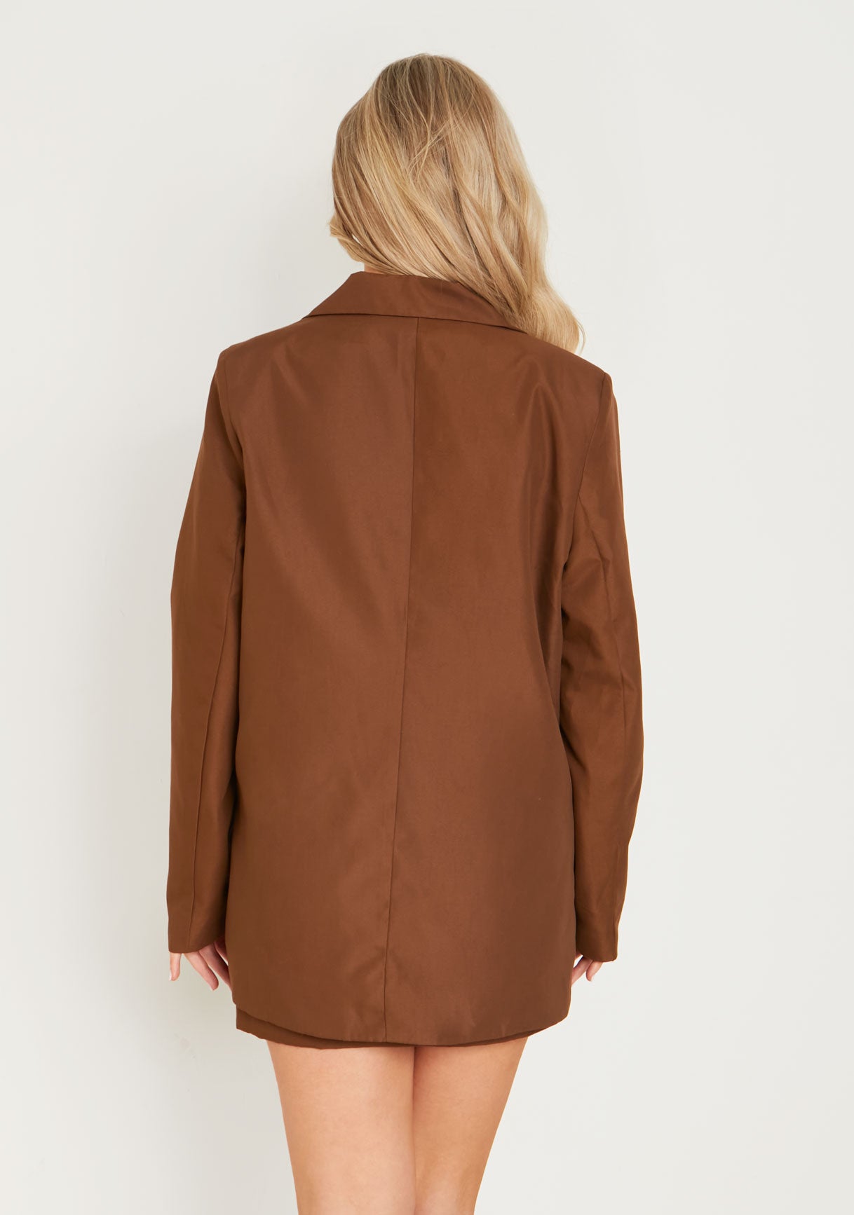 Carmela Chocolate Longline Pocket Detail Blazer