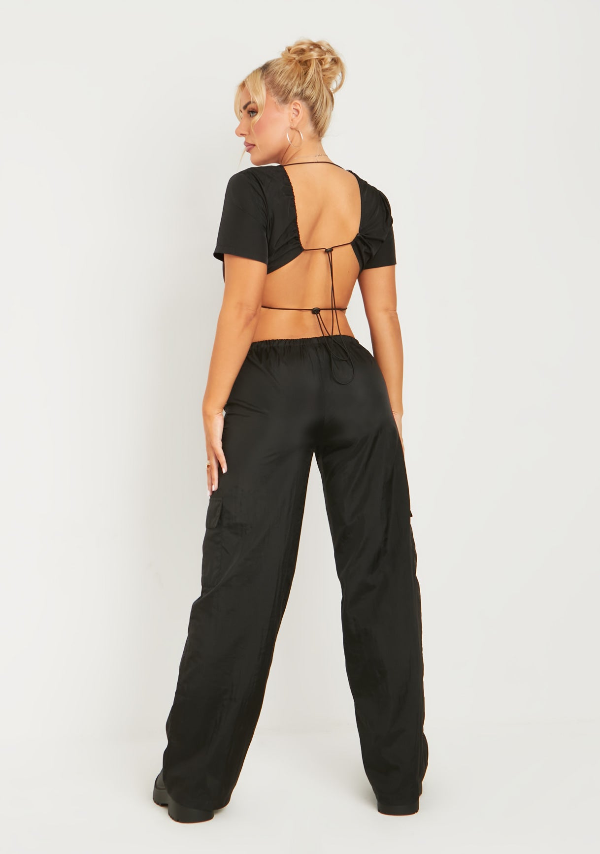 Grace Black Parachute Cargo Trousers