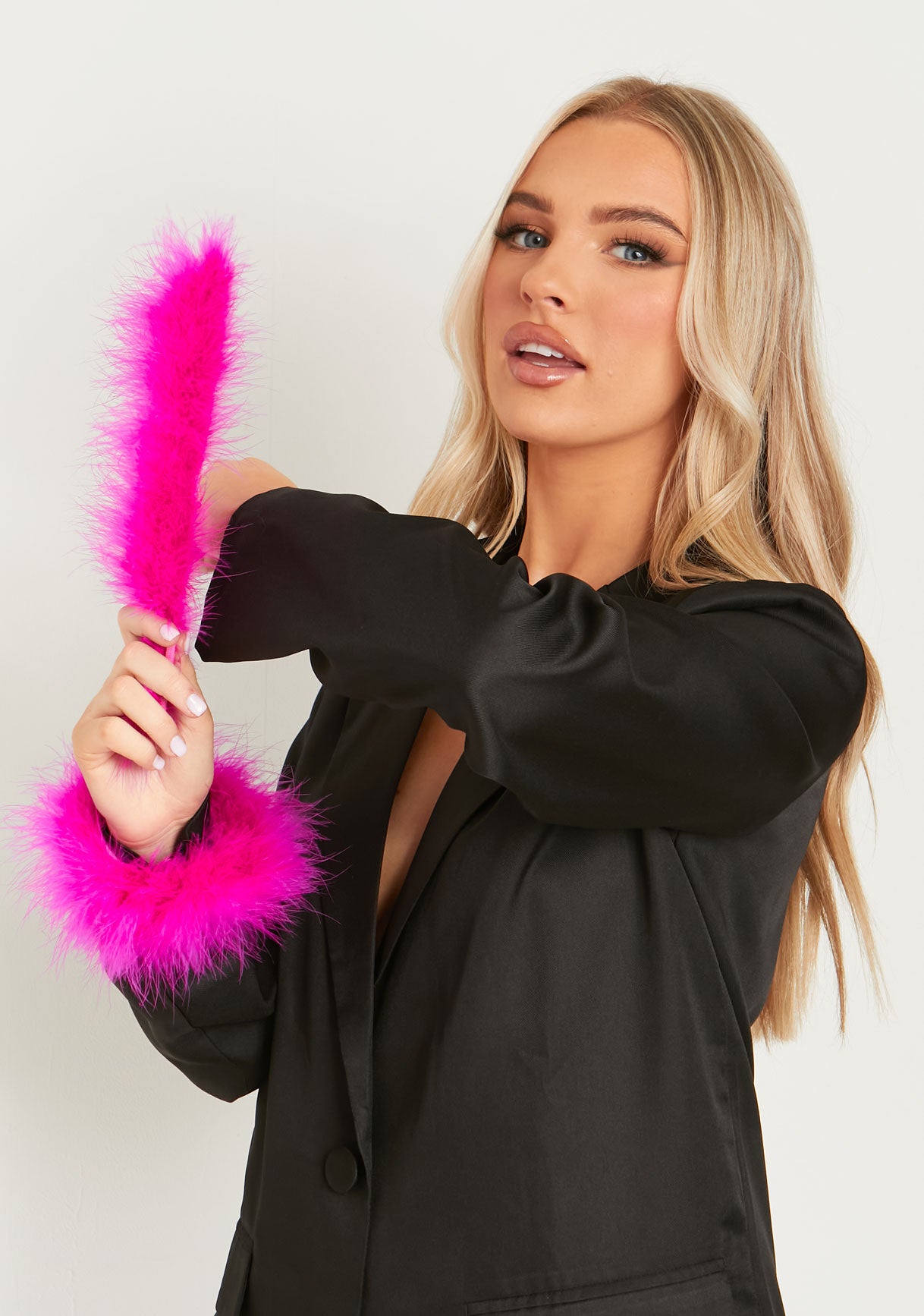 Connie Pink Feather Snap Cuffs Set Of 2