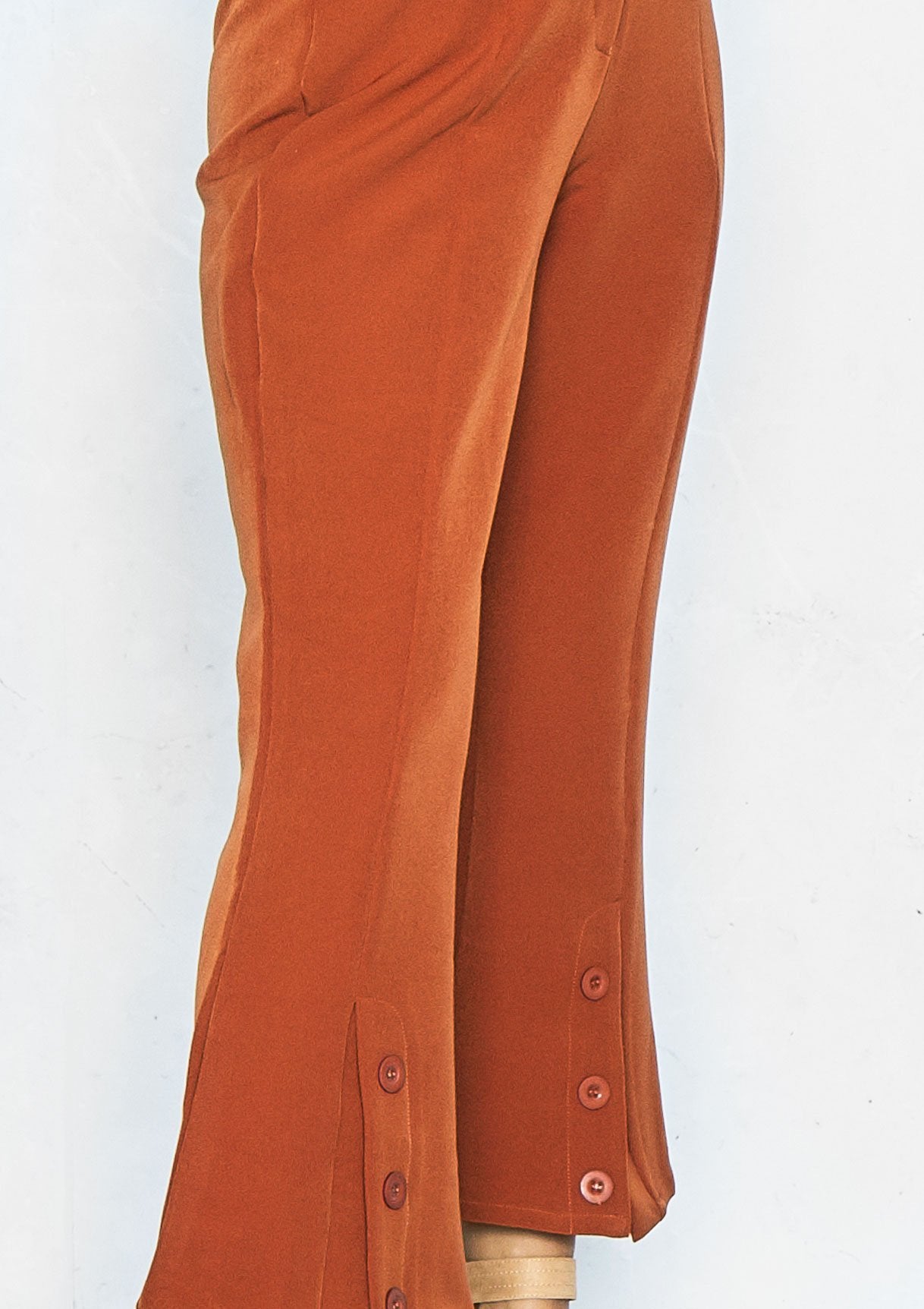 Lupita Rust Split Front Flare Trousers