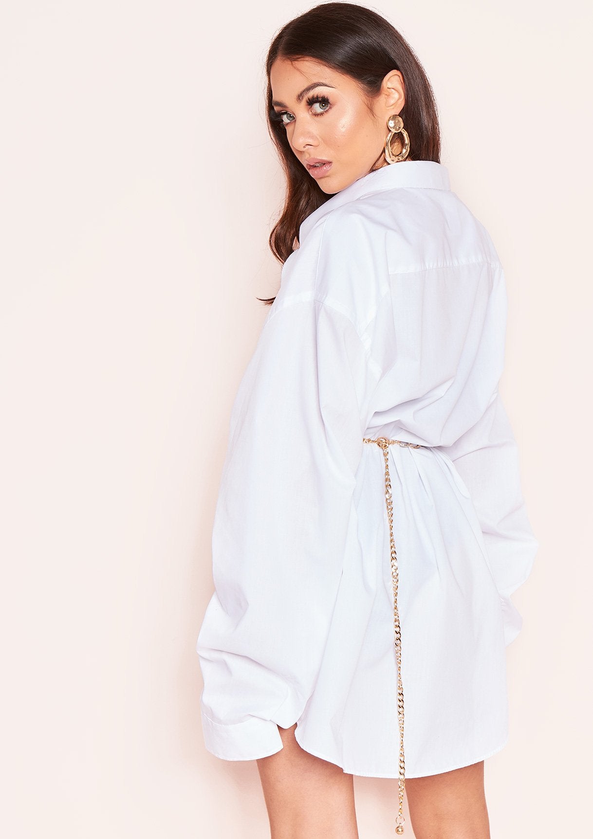 Hattie White Slogan Oversized Shirt Dress