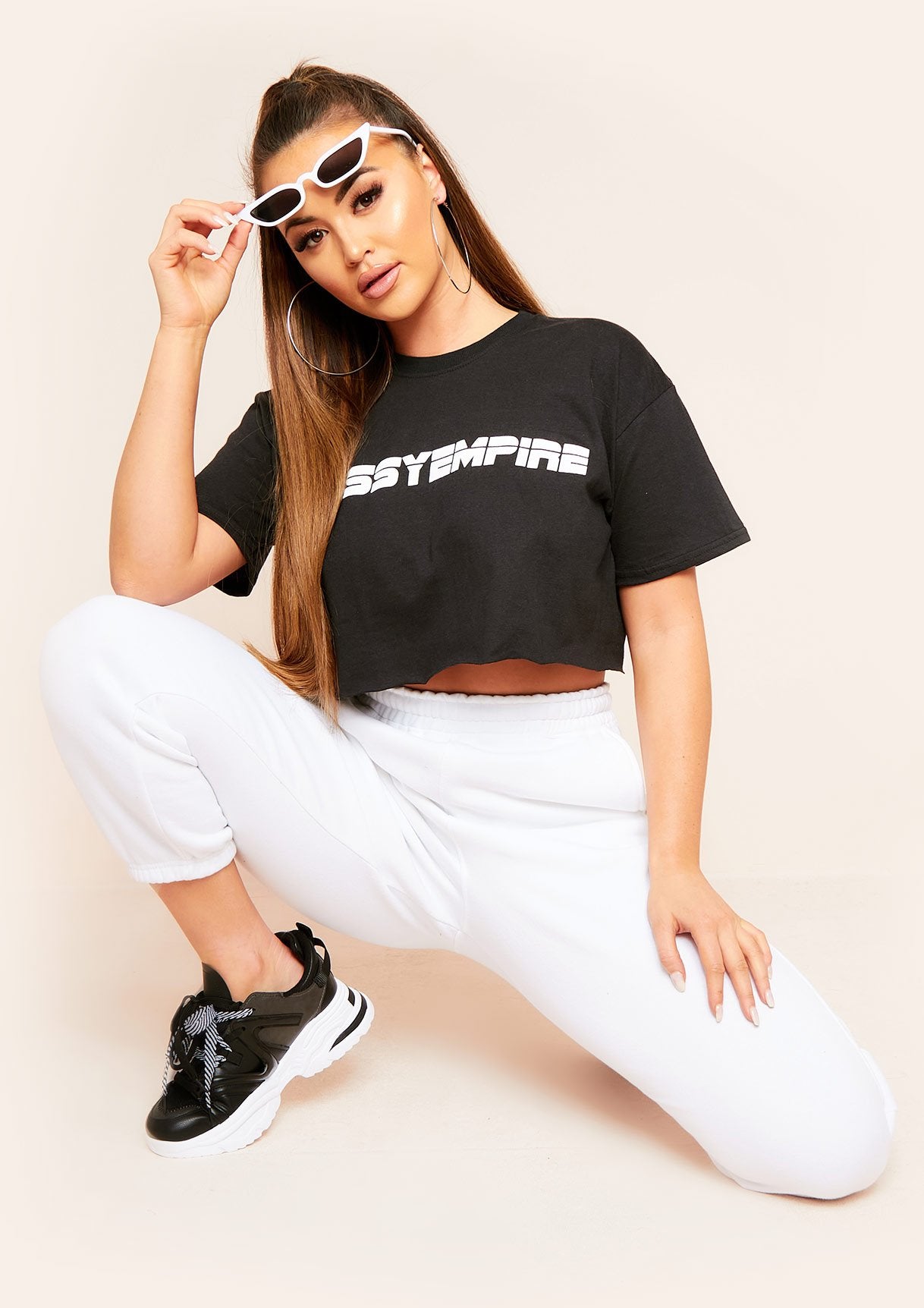 Jena Black MissyEmpire Branded Graphic Cropped T-Shirt