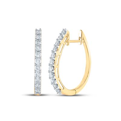 14K Yellow Gold 1.0 ct. Diamonds V Shape Inside Out Hoop Earrings -  EG776-1W4Y