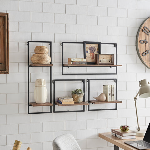 image of 4 shelves on a wall