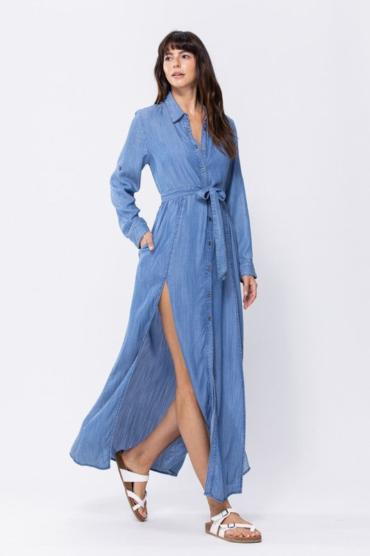 maxi shirt dress with slits