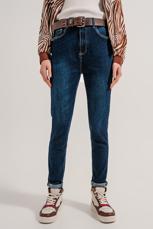 Blend cotton straight leg jeans in mid blue Szua Store