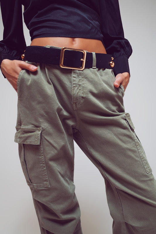 Cargo Pants with Tassel ends in Military Green - Szua Store