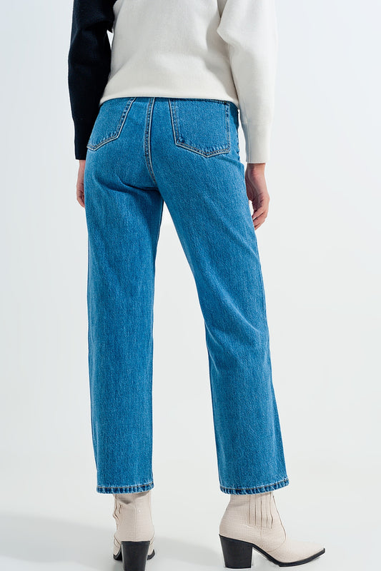 High waisted mom jeans in vintage blue Szua Store