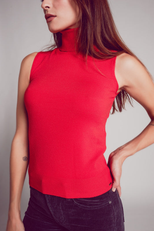 Knitted tank jumper in red Szua Store