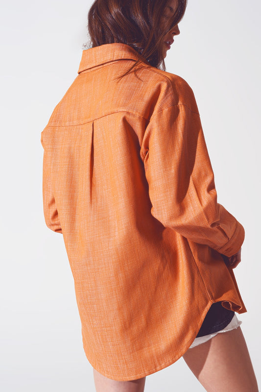 Long sleeve shacket in orange - Szua Store