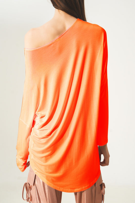 Long sleeve top in hot orange modal - Szua Store