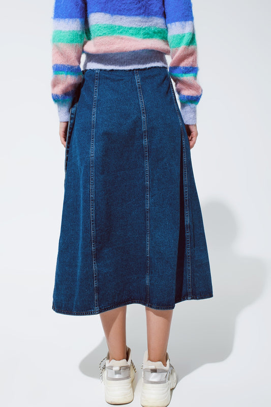 Maxi wrap denim skirt with pocket detail