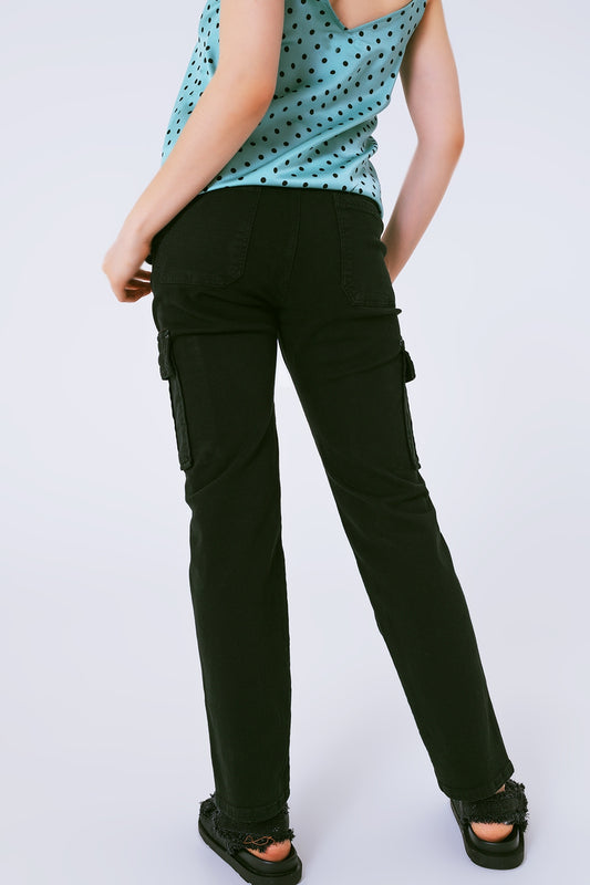 Relaxed cargo pants in black - Szua Store