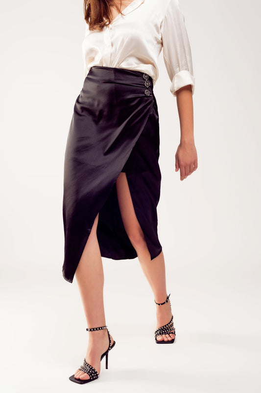 Split front midi skirt in black Szua Store