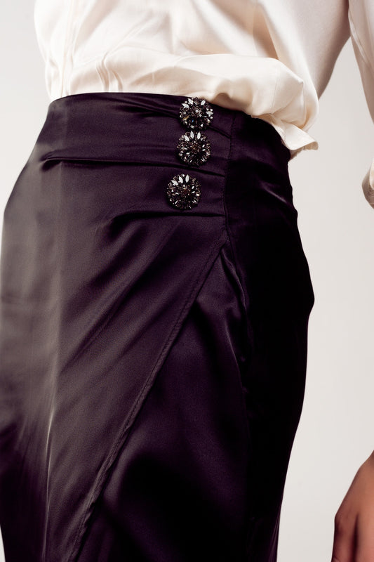 Split front midi skirt in black Szua Store